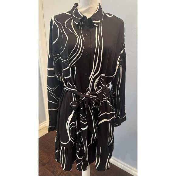 Nine West Dress Womens 2X (XXL) Knit Just Above Knee Plus Size Belted Career - Picture 1 of 13